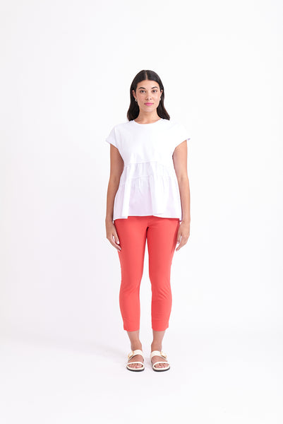 Foil - Fuss Free Trapeze Taper Capri Pant - Papaya CFO4901