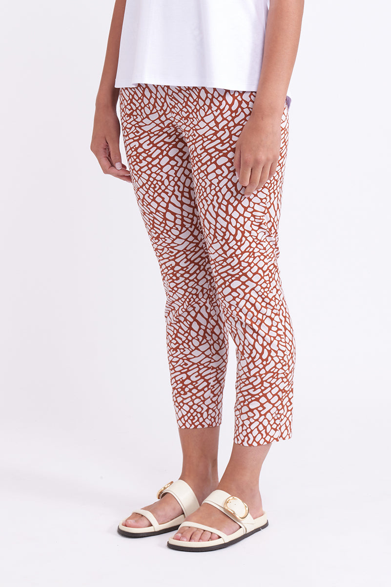 Foil - Fuss Free Trapeze Taper Capri Pant - Botswana Ginger Snap CF04901P