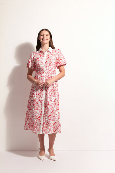 Foil - Cut Above Dress - Palm Red White CFO8264