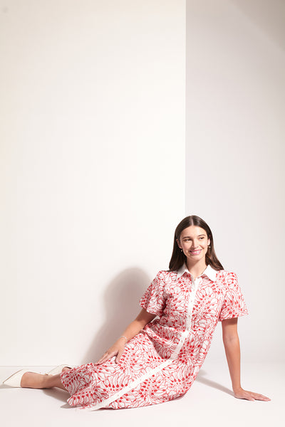 Foil - Cut Above Dress - Palm Red White CFO8264