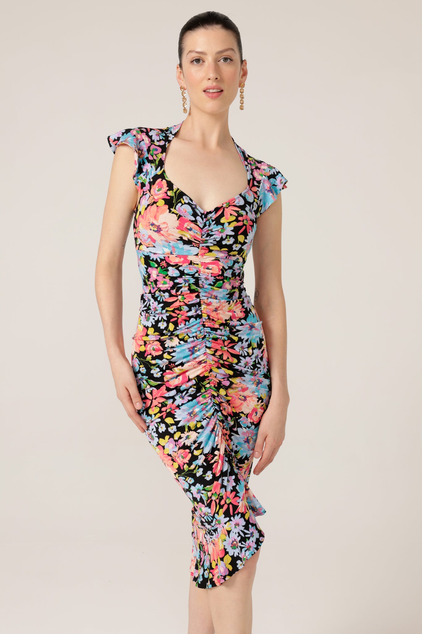 Sacha Drake - Gouldian Finch Dress - Black Multi Floral FINAL SALE