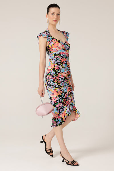 Sacha Drake - Gouldian Finch Dress - Black Multi Floral FINAL SALE
