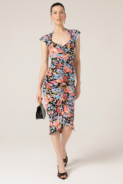 Sacha Drake - Gouldian Finch Dress - Black Multi Floral FINAL SALE