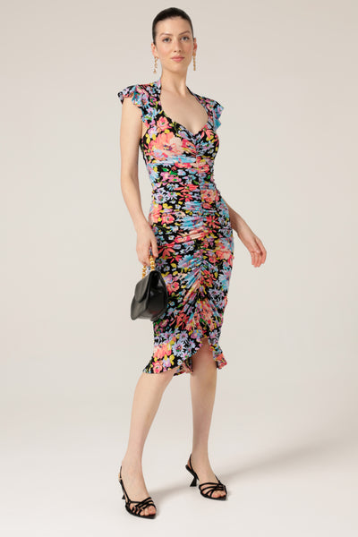 Sacha Drake - Gouldian Finch Dress - Black Multi Floral FINAL SALE