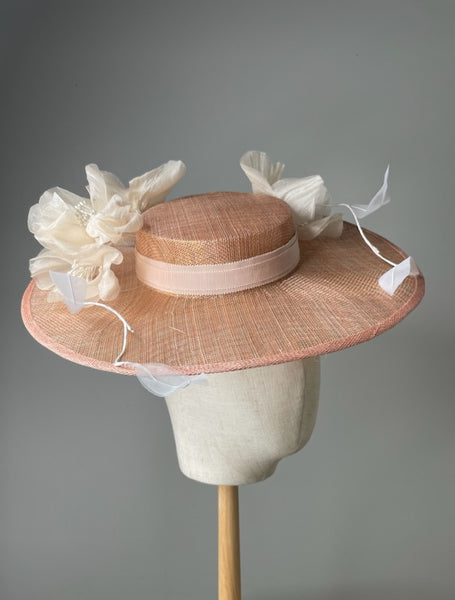 Melanie Ferrero - Peach with Ivory Floral Hat