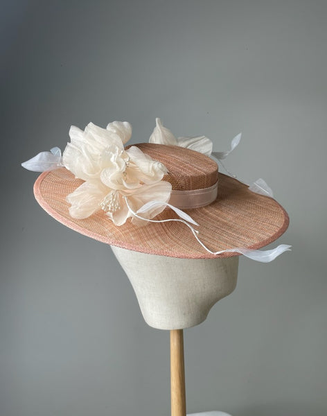 Melanie Ferrero - Peach with Ivory Floral Hat