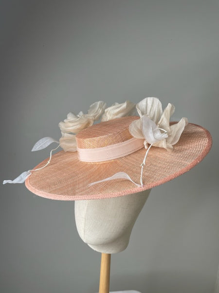 Melanie Ferrero - Peach with Ivory Floral Hat