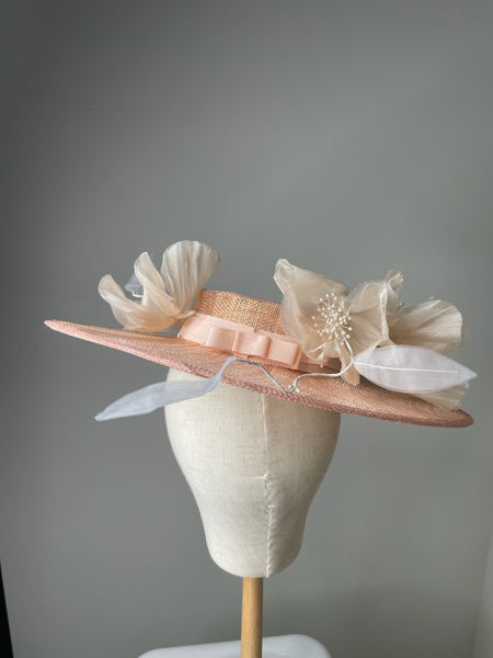 Melanie Ferrero - Peach with Ivory Floral Hat