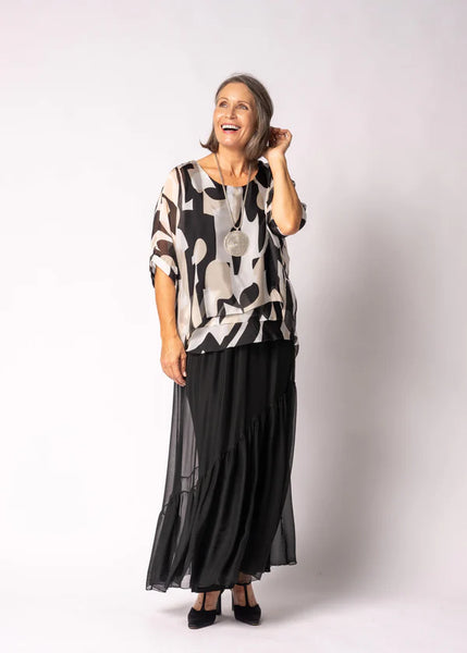 Imagine - Black Onyx Narella Silk Top 10IM2507