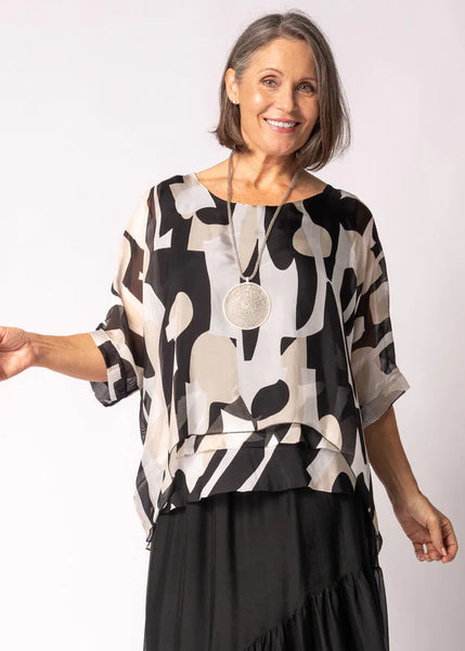Imagine - Black Onyx Narella Silk Top 10IM2507