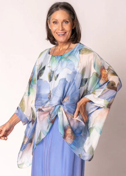 Imagine - Blue Jeans Olivine Silk Top 10IM16881J