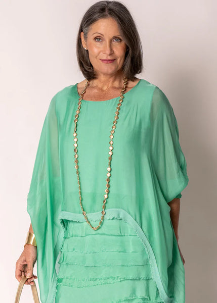 Imagine - Capri Green Amulet Silk Top 10IM3185