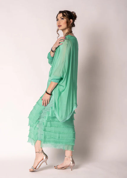 Imagine - Capri Green Netty Dress Silk Ruffle Layers 10IM38621