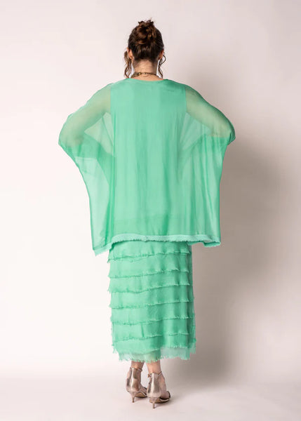 Imagine - Capri Green Netty Dress Silk Ruffle Layers 10IM38621