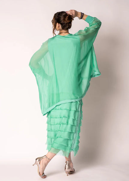 Imagine - Capri Green Netty Dress Silk Ruffle Layers 10IM38621