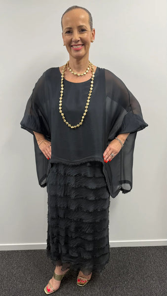 Imagine - Granite Netty Dress Silk Ruffle Layers 10IM38621