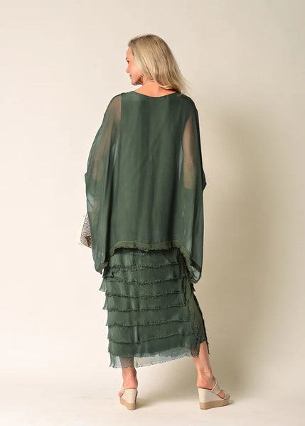 Imagine - Khaki Netty Dress Silk Ruffle Layers 10IM38621