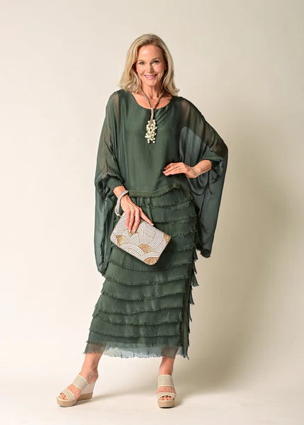 Imagine - Khaki Netty Dress Silk Ruffle Layers 10IM38621