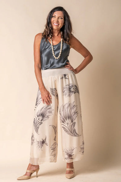 Imagine - Lucia Silk Gia Pant in Latte Print