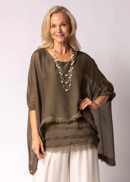 Imagine - Moss Green Amulet Silk Top 10IM3185