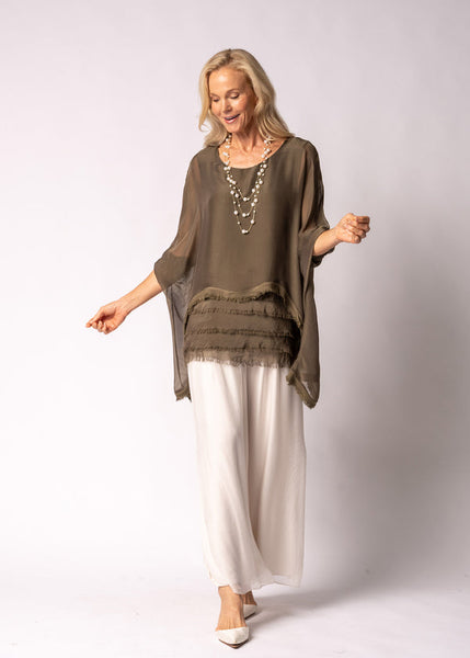 Imagine - Moss Green Amulet Silk Top 10IM3185