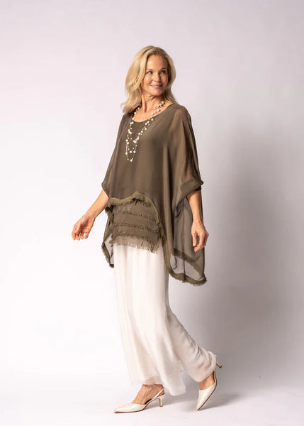 Imagine - Moss Green Amulet Silk Top 10IM3185