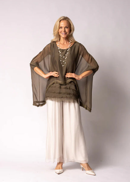 Imagine - Moss Green Amulet Silk Top 10IM3185