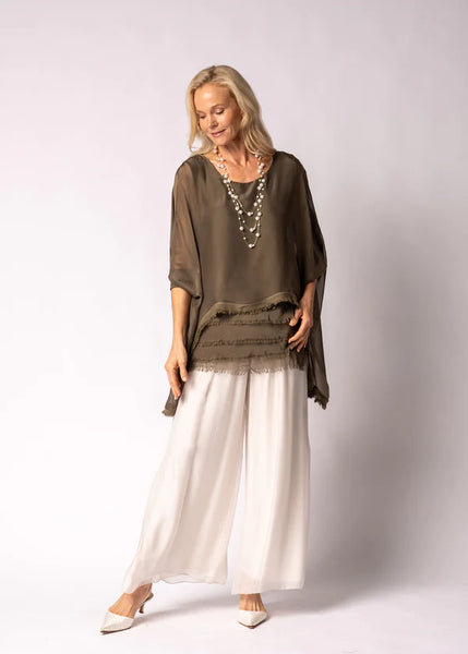 Imagine - Moss Green Amulet Silk Top 10IM3185