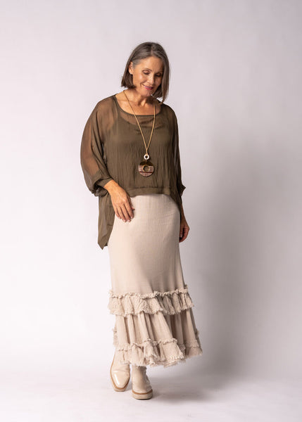 Imagine - Moss Green Maribella Silk Top 10IM7517