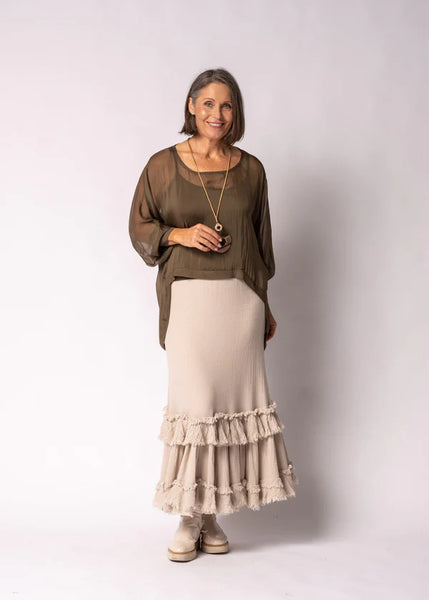 Imagine - Moss Green Maribella Silk Top 10IM7517