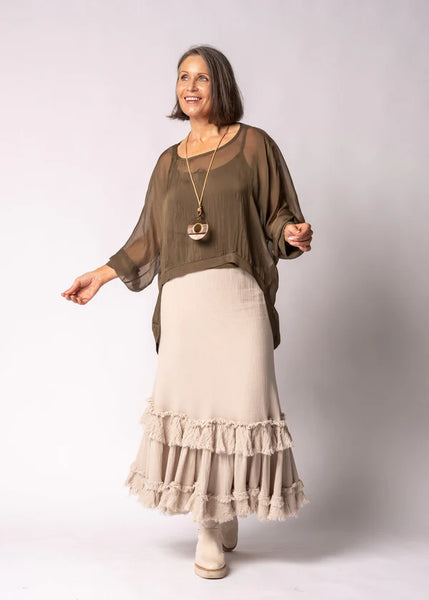 Imagine - Moss Green Maribella Silk Top 10IM7517