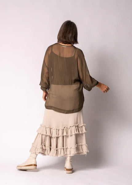 Imagine - Moss Green Maribella Silk Top 10IM7517