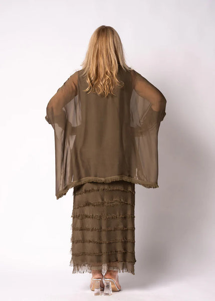 Imagine - Moss Green Netty Dress Silk Ruffle Layers 10IM38621