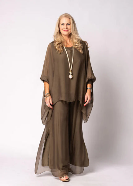 Imagine - Moss Green Silk Gia Pant with Split 10IM2184