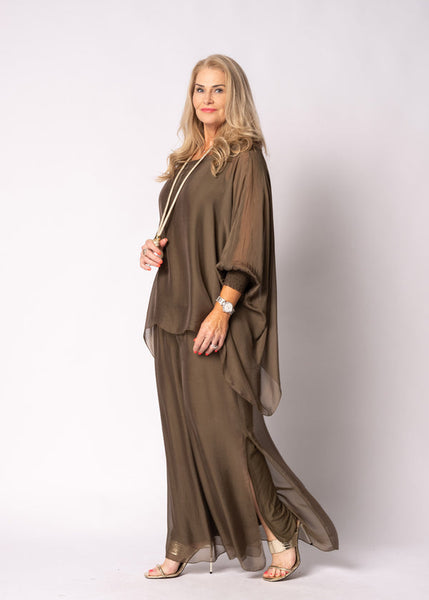 Imagine - Moss Green Silk Gia Pant with Split 10IM2184