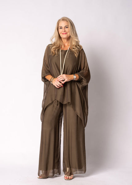 Imagine - Moss Green Silk Gia Pant with Split 10IM2184