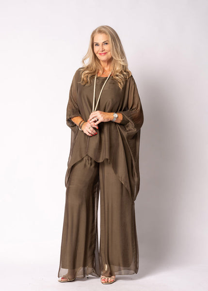 Imagine - Moss Green Silk Gia Pant with Split 10IM2184