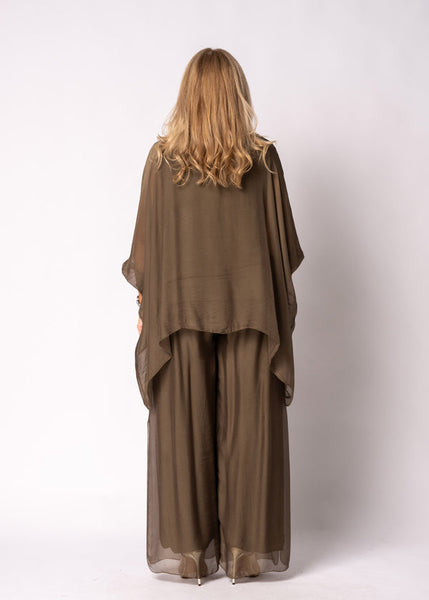 Imagine - Moss Green Silk Gia Pant with Split 10IM2184