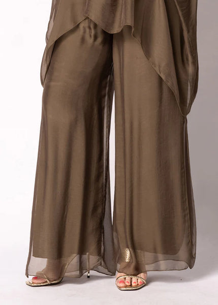 Imagine - Moss Green Silk Gia Pant with Split 10IM2184
