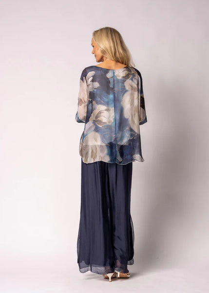 Imagine - Navy Narella Silk Top 10IM2507
