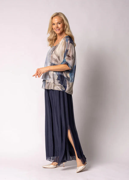 Imagine - Navy Narella Silk Top 10IM2507