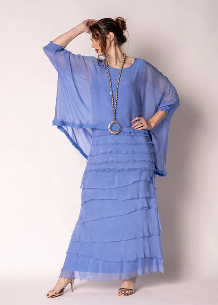 Imagine - Positano Blue Flapper Fifi Silk Skirt 10IM2272