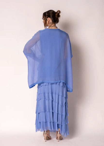 Imagine - Positano Blue Flapper Fifi Silk Skirt 10IM2272