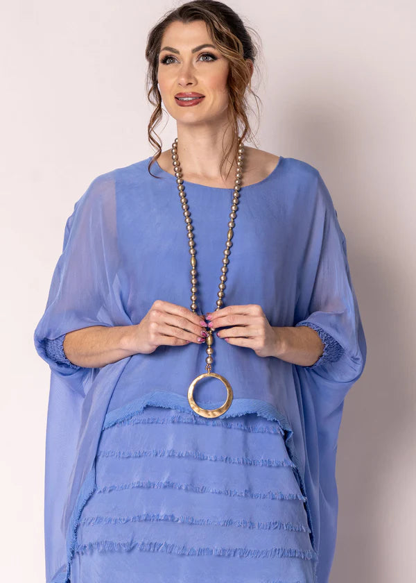 Imagine - Positano Blue Amulet Silk Top 10IM3185