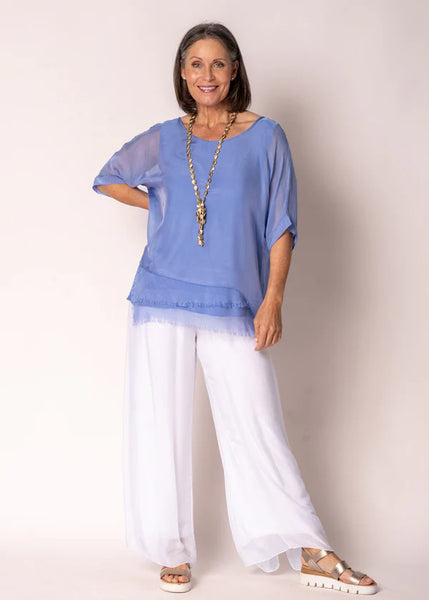 Imagine - Positano Blue Loddie Silk Top 10IM2507
