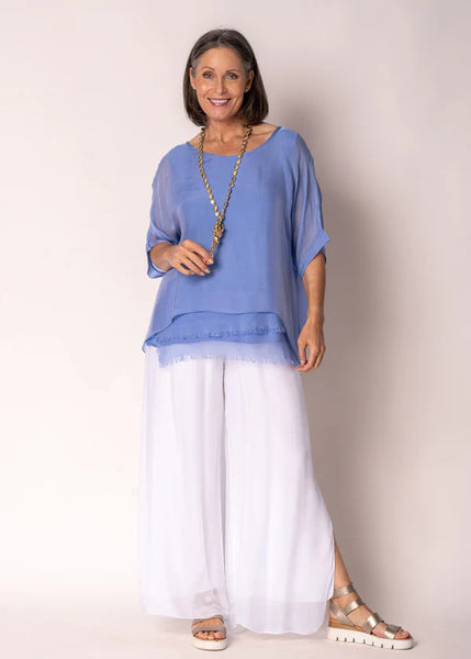 Imagine - Positano Blue Loddie Silk Top 10IM2507