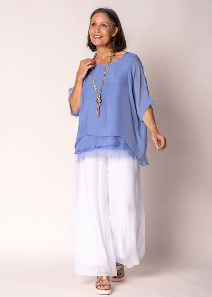 Imagine - Positano Blue Loddie Silk Top 10IM2507