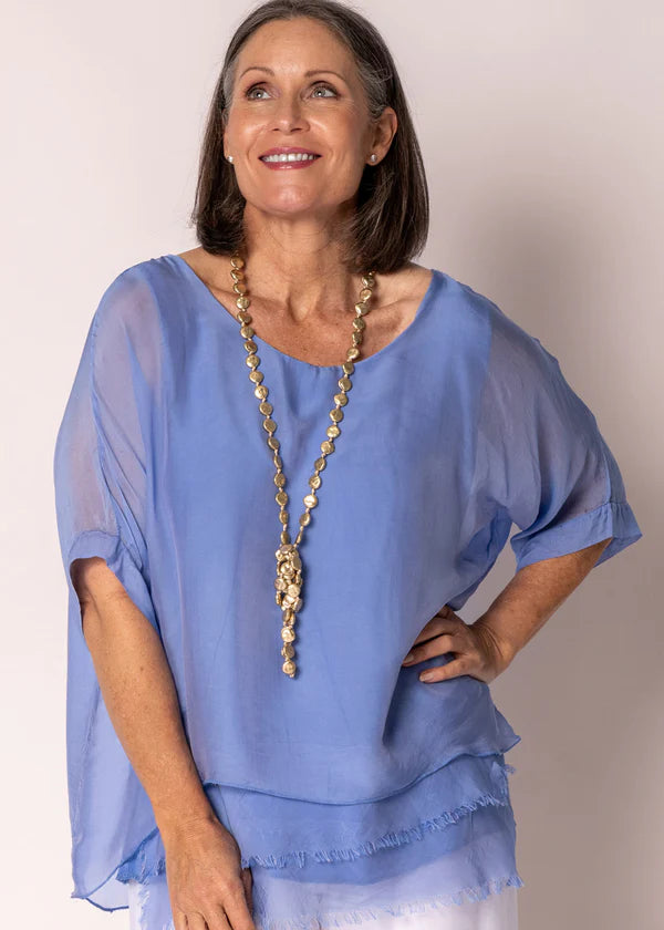 Imagine - Positano Blue Loddie Silk Top 10IM2507