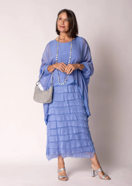 Imagine - Positano Blue Netty Dress Silk Ruffle Layers 10IM38621