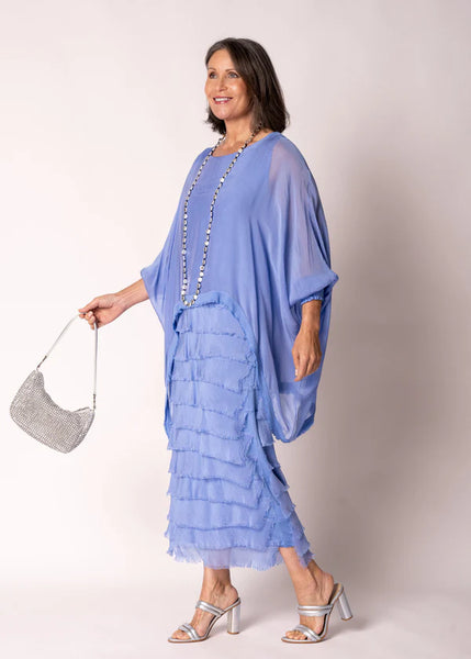 Imagine - Positano Blue Netty Dress Silk Ruffle Layers 10IM38621